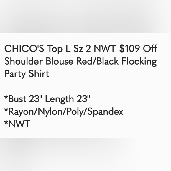 Chico's Off Shoulder Velvet Burnout Top Sz 2 NWT - Picture 9 of 9